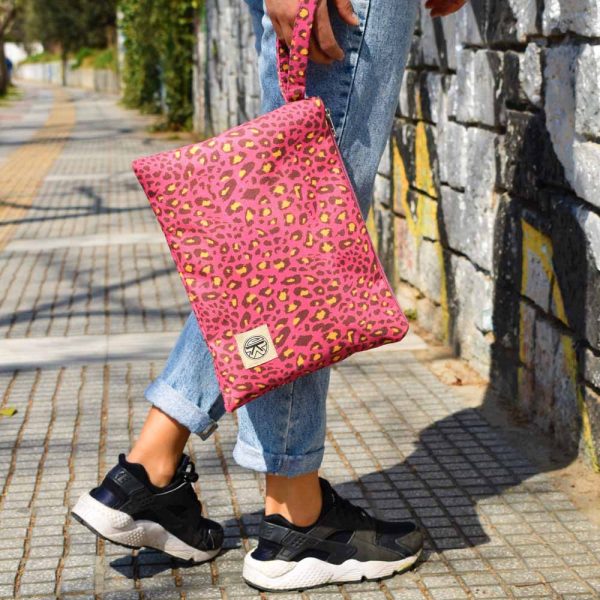 Τσάντα χειρός pink Leopard