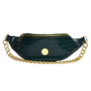 Belt bag croco dark green