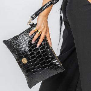 croco black handbag