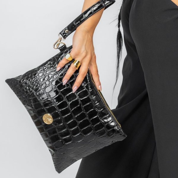 croco black handbag