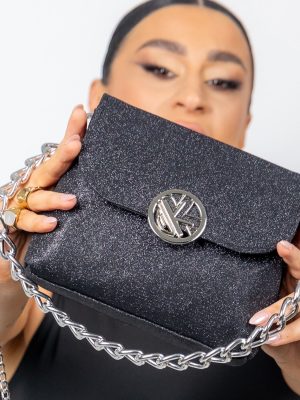 glitter cross body black