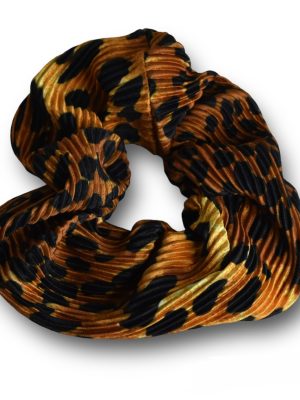 Scrunchy πλισέ λέοπαρ καφέ