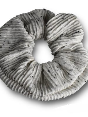 Scrunchy πλισέ μακό λευκό με γκρί