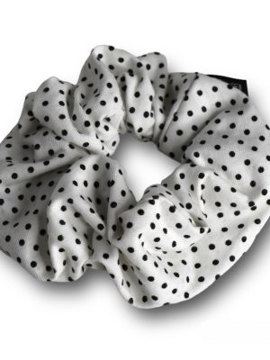 Scrunchy πουα άσπρο με μαύρο
