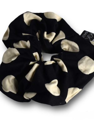 Scrunchy πουα μαύρο με εκρού