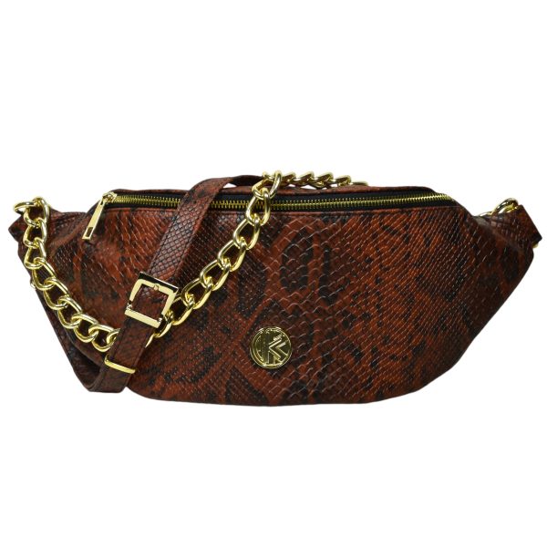 Belt bag Julia καφέ με μαύρο