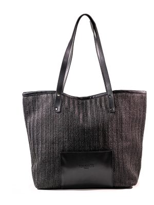 RAPHAELA BLACK RAFFIA ΤΣΑΝΤΑ ΩΜΟΥ