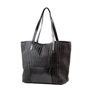 RAPHAELA BLACK RAFFIA ΤΣΑΝΤΑ ΩΜΟΥ