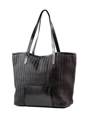 RAPHAELA BLACK RAFFIA ΤΣΑΝΤΑ ΩΜΟΥ