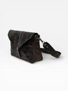 ΤΣΑΝΤΑ ΧΙΑΣΤΙ NERO CROCO BROWN LEATHER