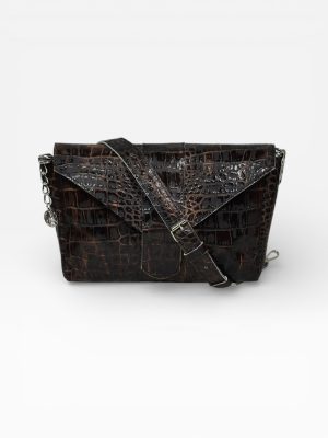 ΤΣΑΝΤΑ ΧΙΑΣΤΙ NERO CROCO BROWN LEATHER