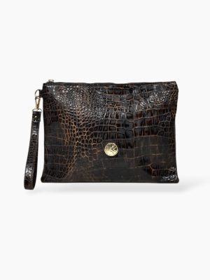 ΤΣΑΝΤΑ ΧΕΙΡΟΣ JULIAN CROCO LEATHER ΚΑΦΕ