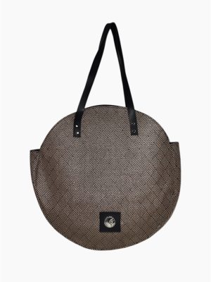 ΤΣΑΝΤΑ ΩΜΟΥ MOON BLACK AND WHITE RAFFIA